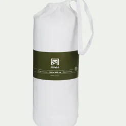 Drap housse en coton 140x200cm B30cm - blanc