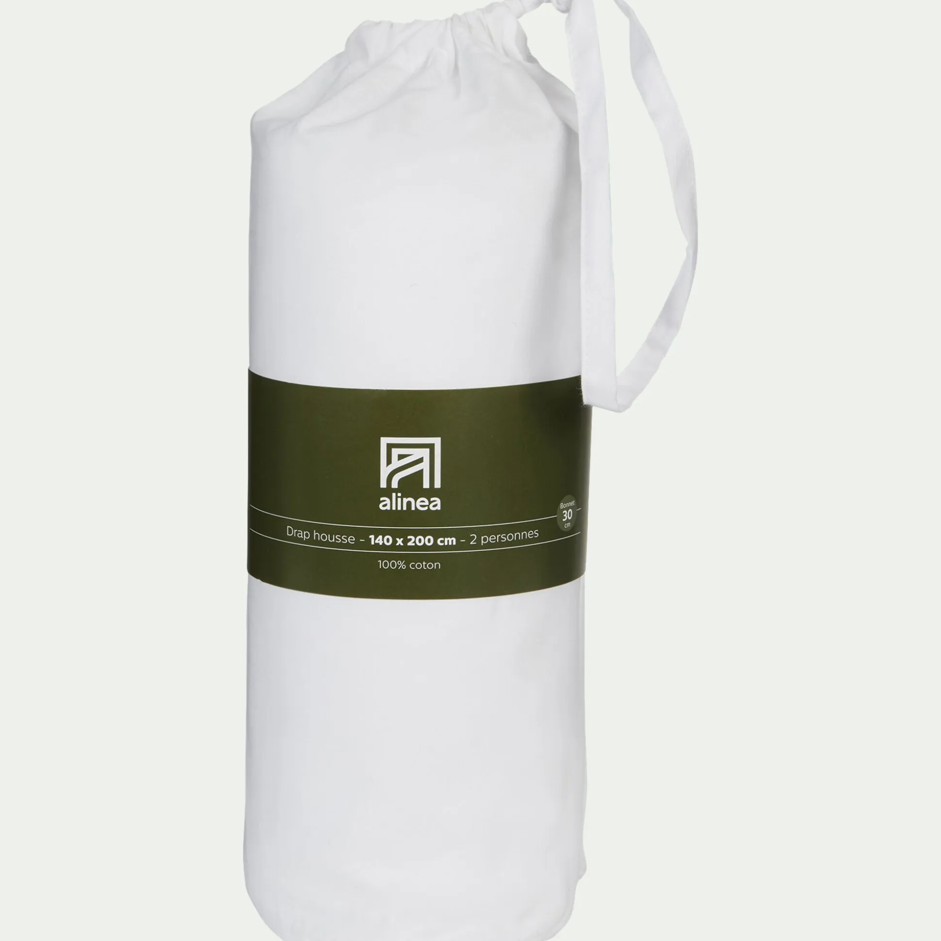 Drap housse en coton 140x200cm B30cm - blanc