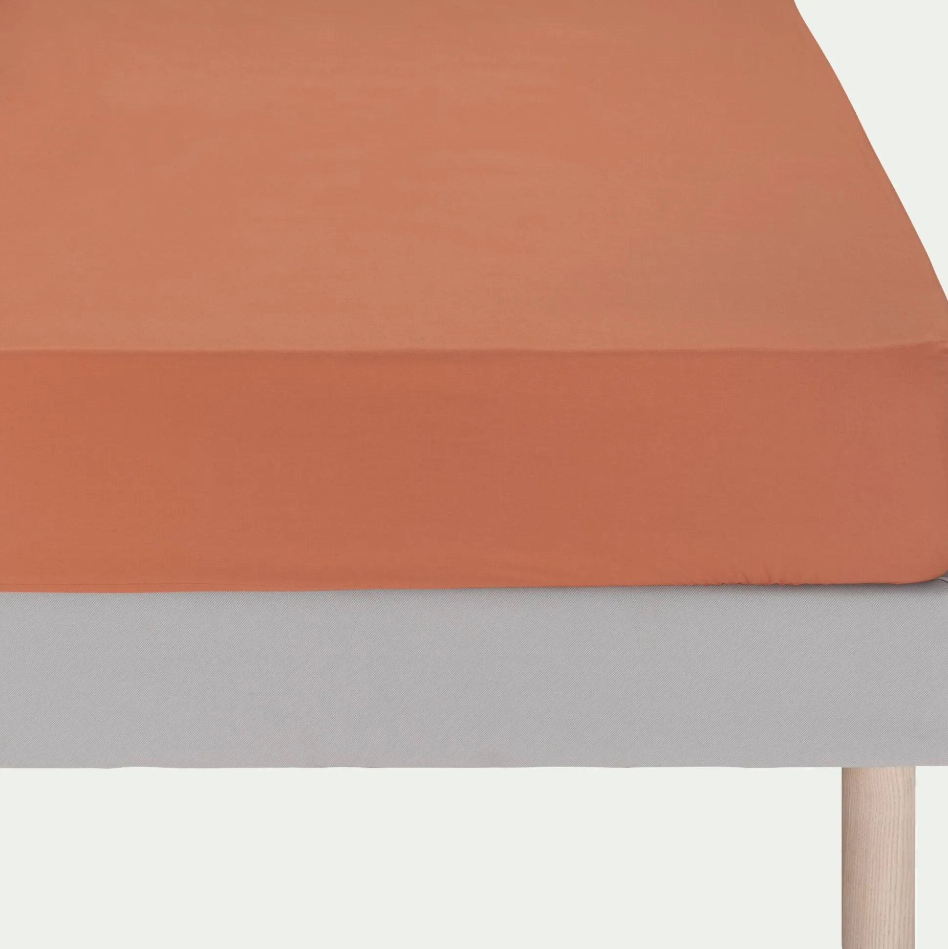 Drap housse en coton 90x200cm b25cm - brun rustrel