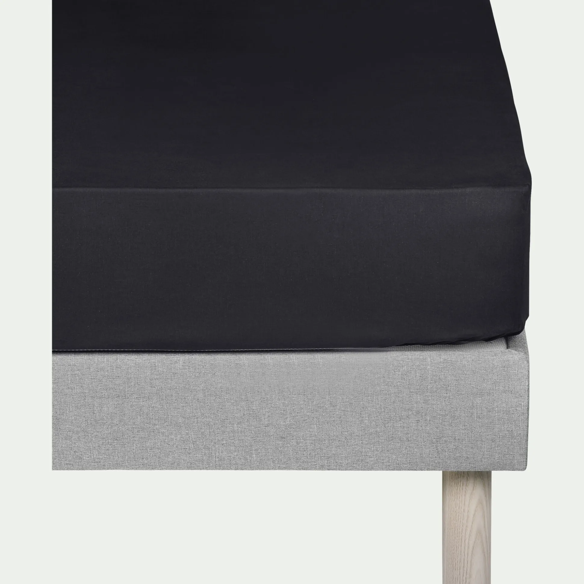 Drap housse en coton 160x200cm B25cm - gris calabrun
