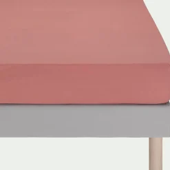 Drap housse en coton 90x200cm b25cm - rouge ricin