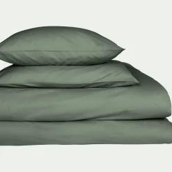 Drap housse en coton 140x200cm B25cm - vert cèdre