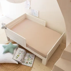 Drap housse enfant en coton 90x140+B15cm - beige alpilles
