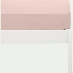 Drap housse enfant en coton 90x140+B15cm - rose rosa
