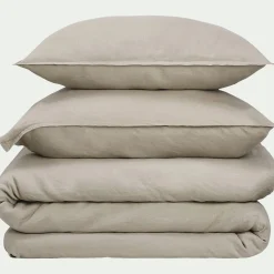 Drap housse en lin lavé 140x200cm B28cm - beige