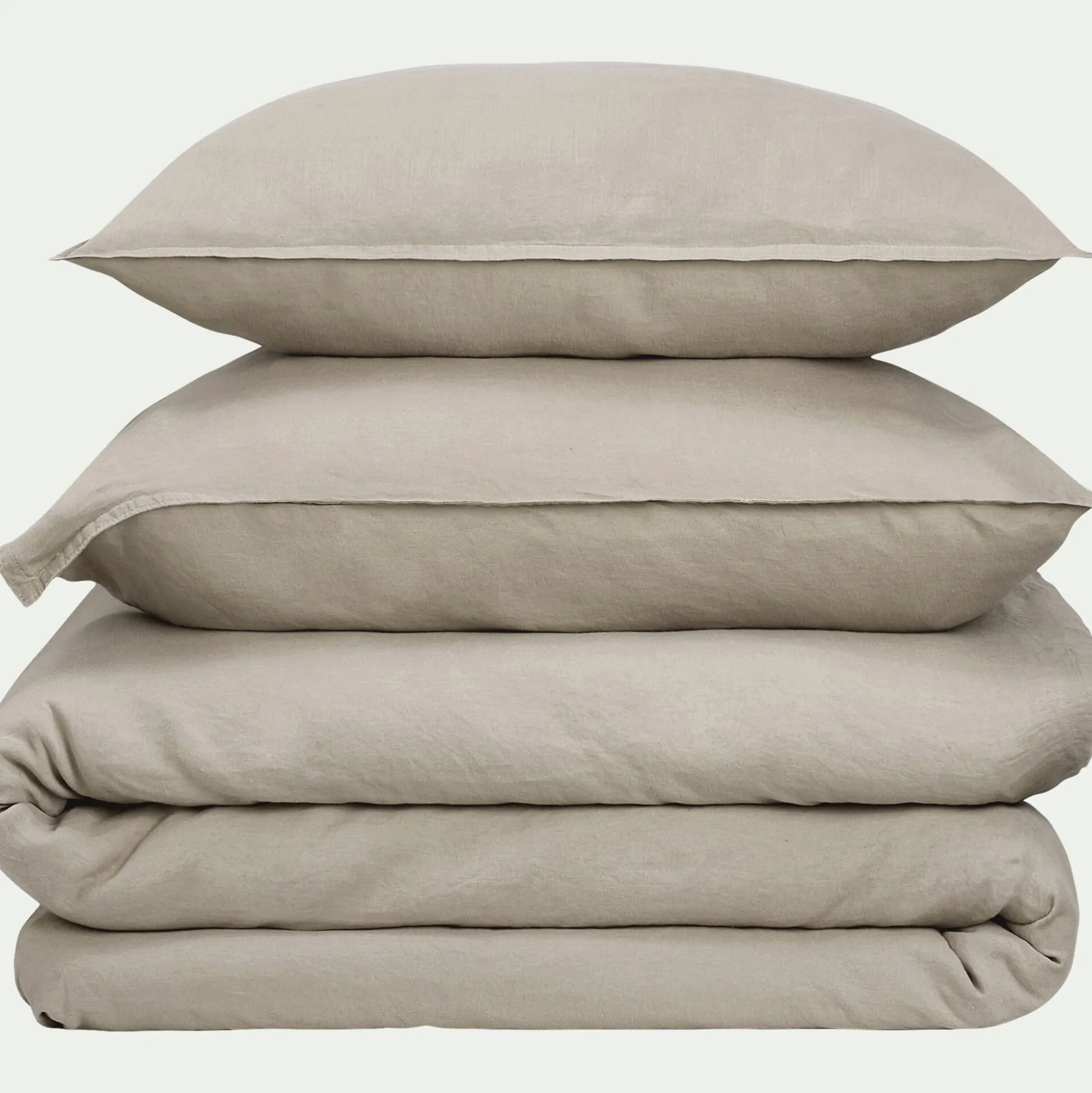 Drap housse en lin lavé 140x200cm B28cm - beige