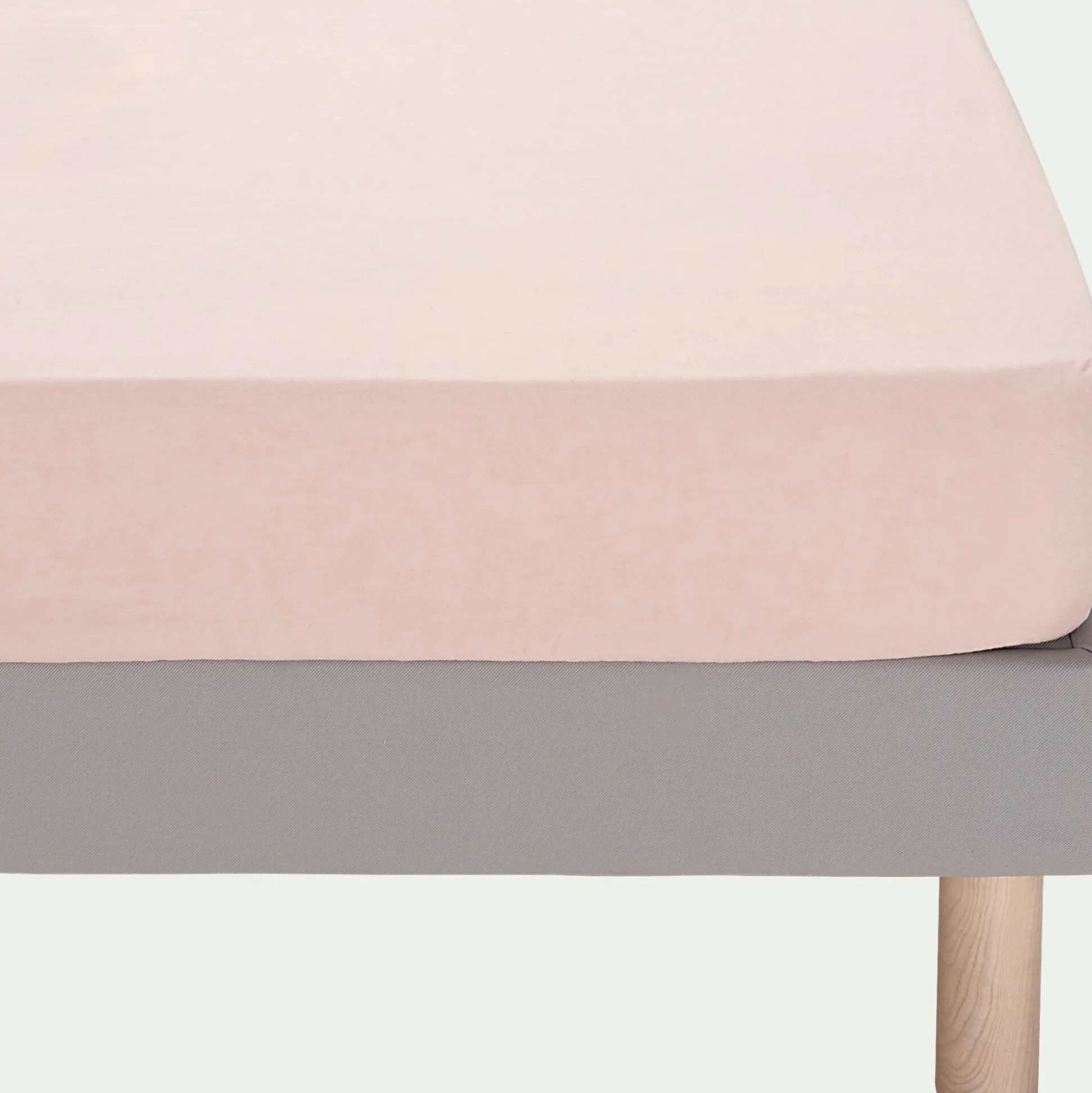 Drap housse en lin lavé 140x200cm B28cm - rose rosa