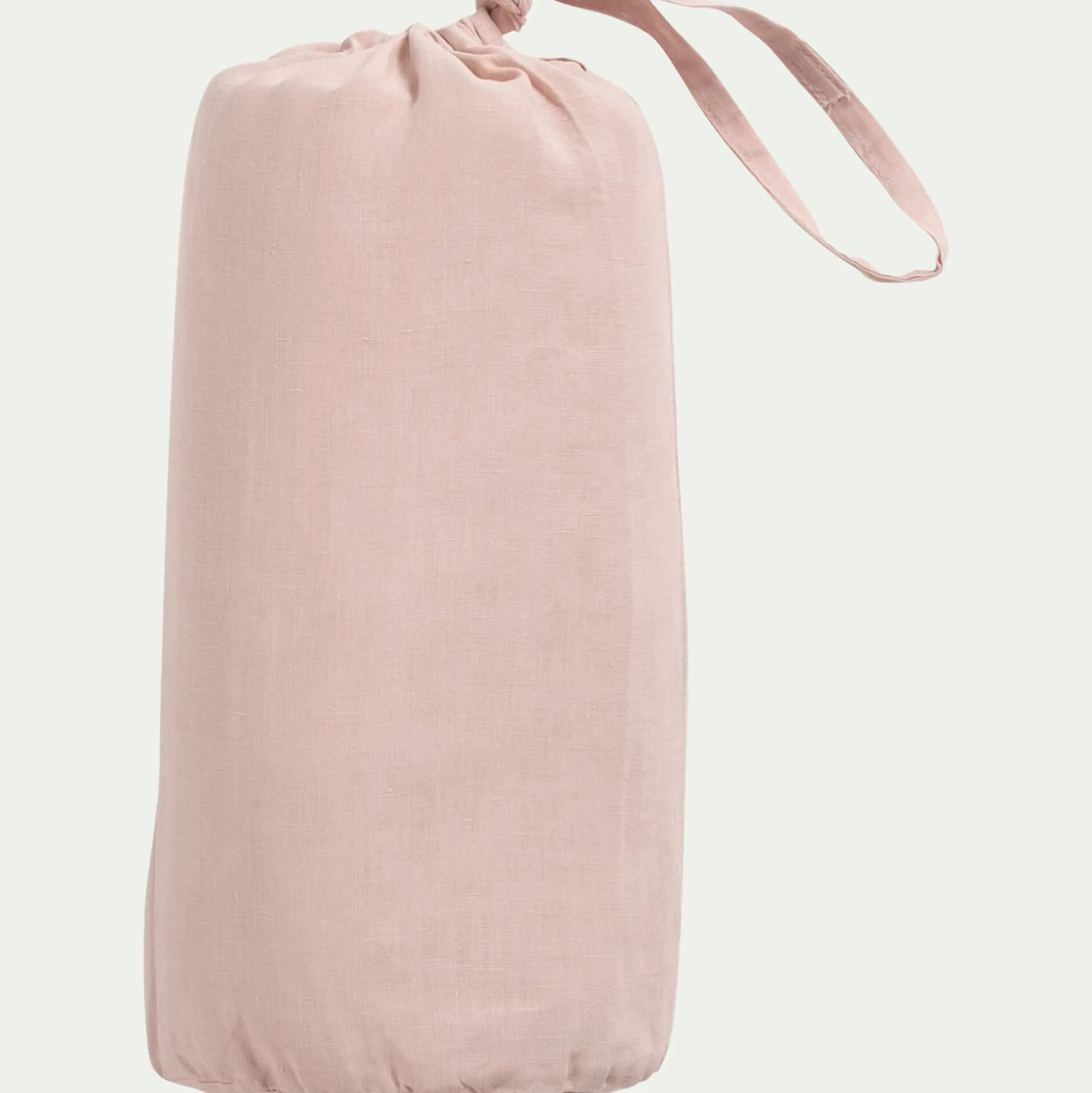 Drap housse en lin lavé 140x200cm B28cm - rose rosa