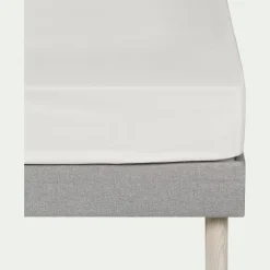 Drap housse en percale de coton 140x200cm B30cm - blanc