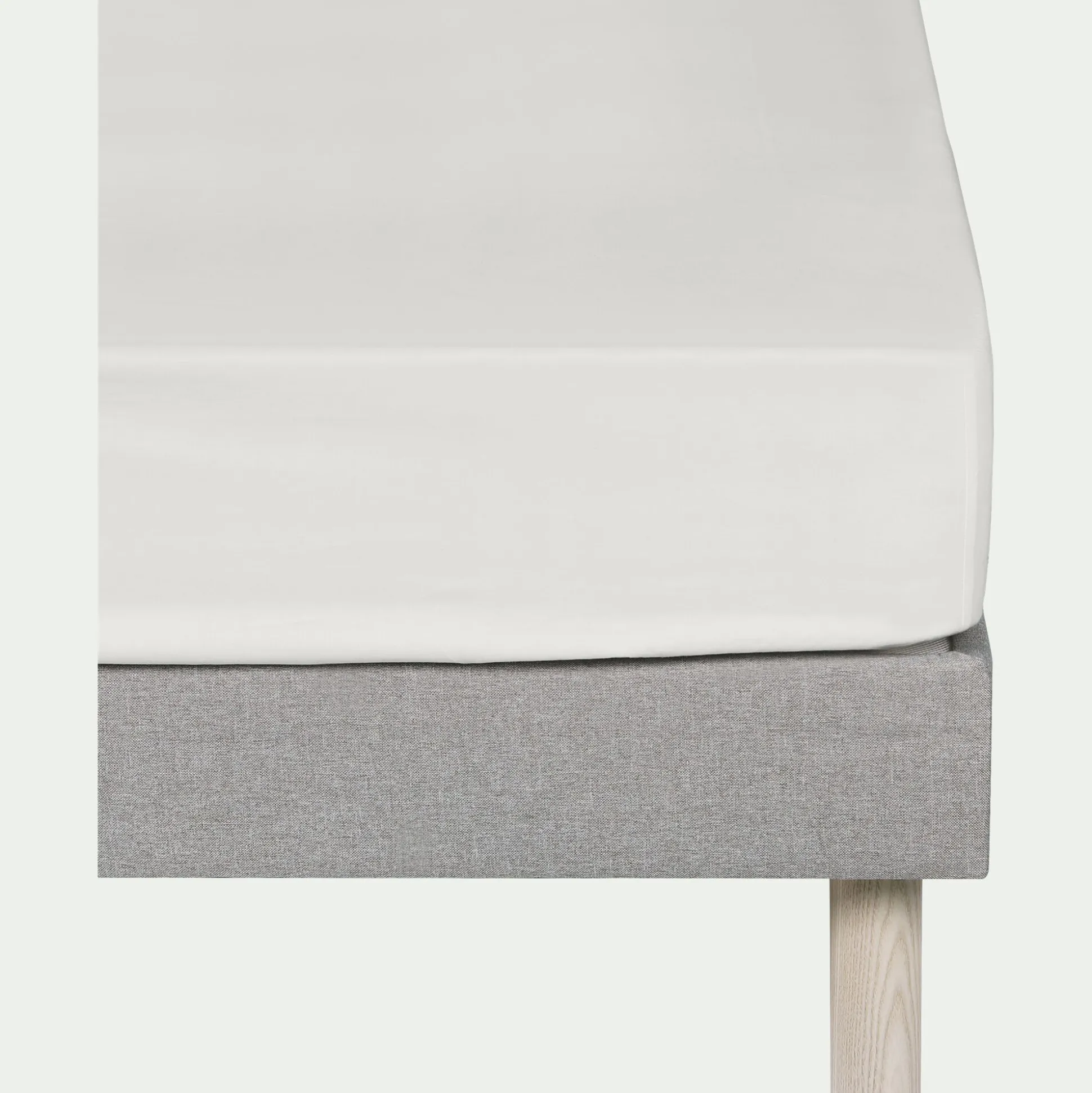 Drap housse en percale de coton 140x200cm B30cm - blanc