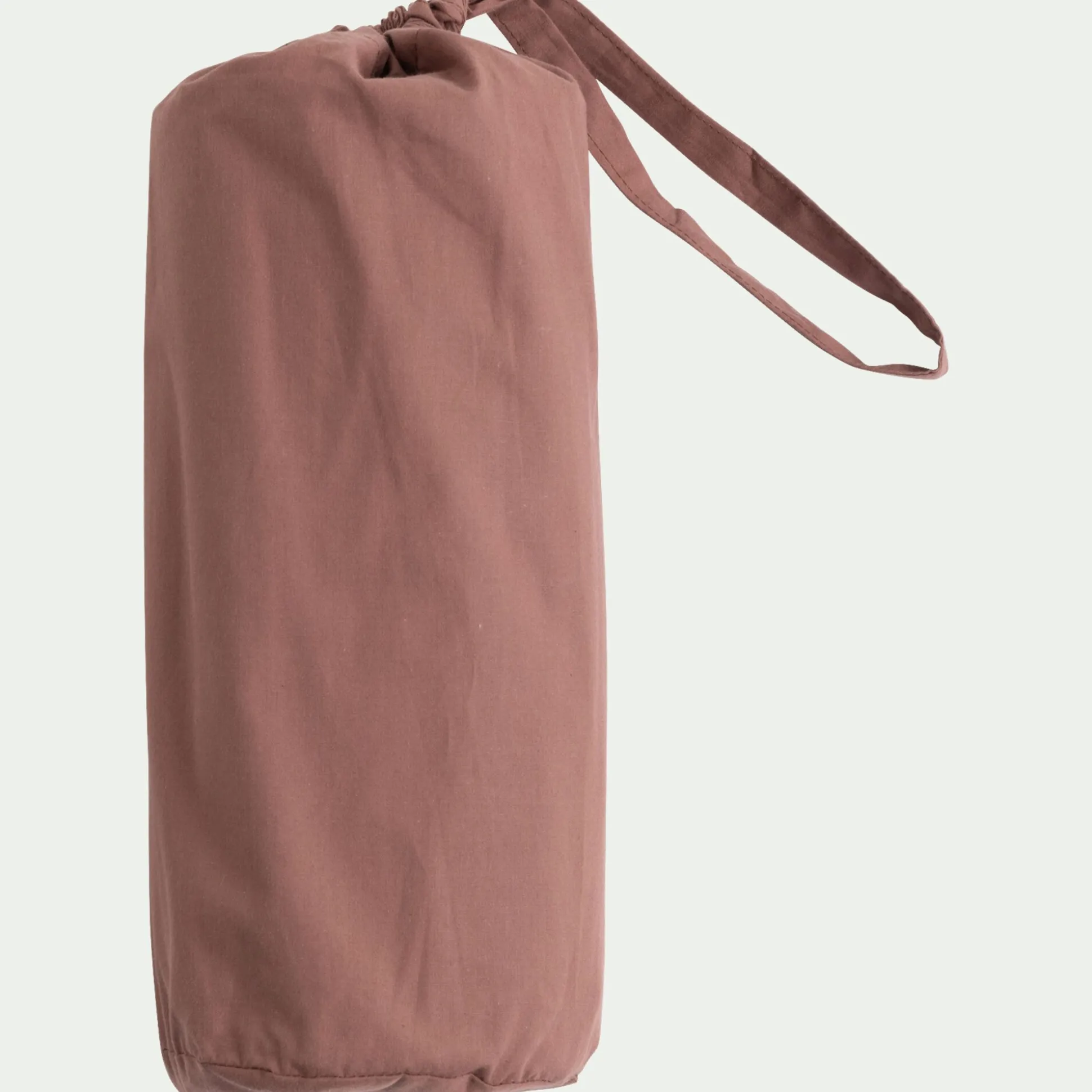 Drap housse en percale de coton 140x200cm B30cm - brun rhassoul