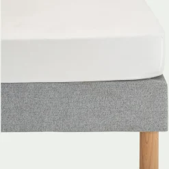Drap housse en satin lavé 140x200cm B30cm - blanc ventoux