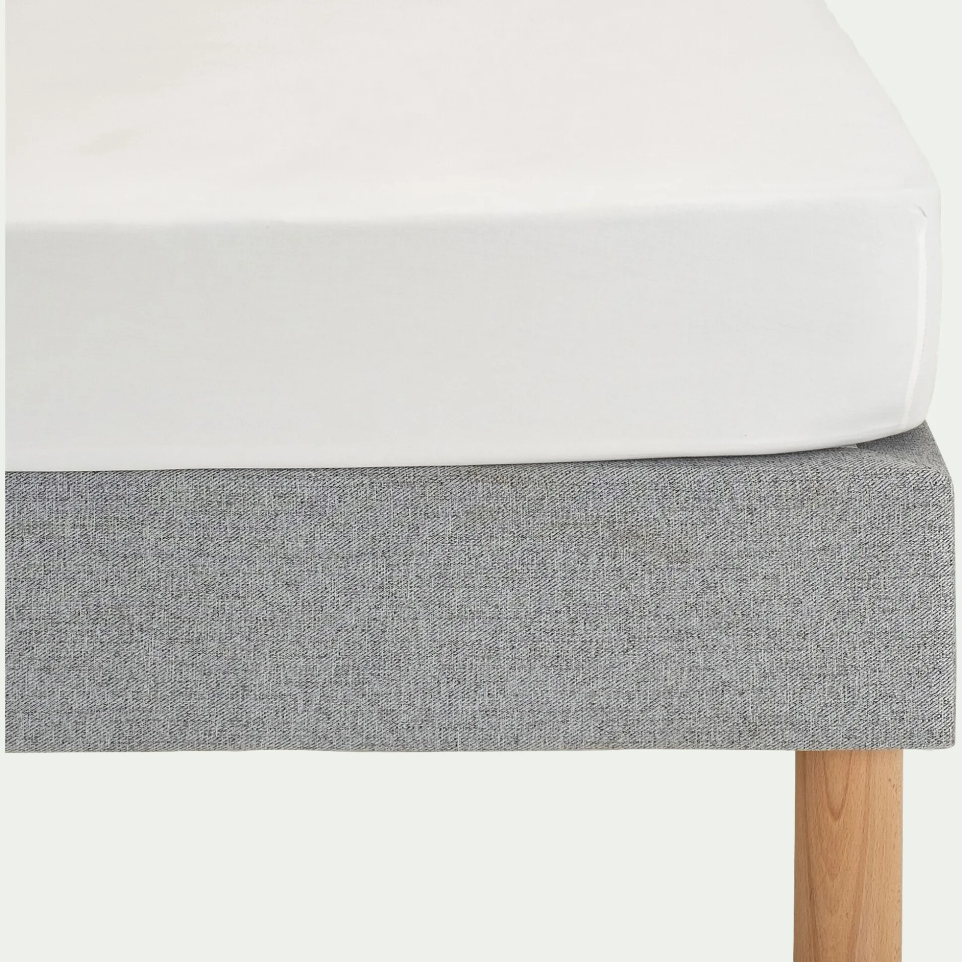 Drap housse en satin lavé 140x200cm B30cm - blanc ventoux