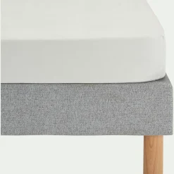 Drap housse en satin lavé 140x200cm B30cm - vert opaline
