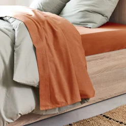 Drap plat en coton 270x300cm - brun rustrel
