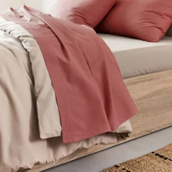 Drap plat en coton 270x300cm - rouge ricin
