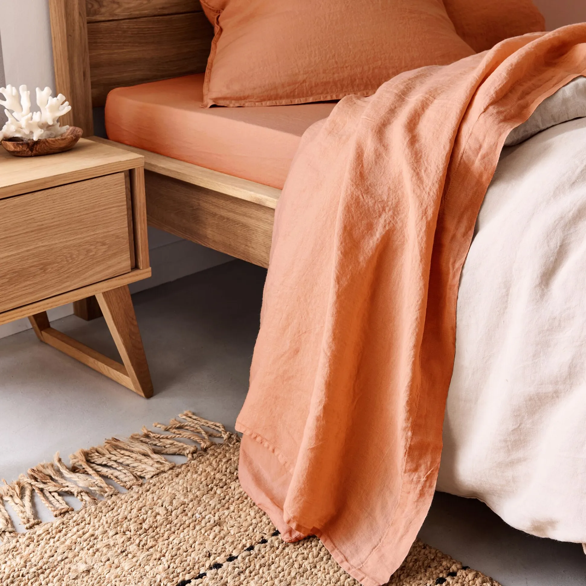 Drap plat en lin lavé 270x300cm - marron rustrel