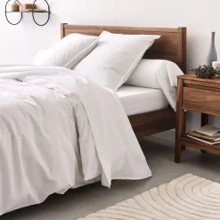 Drap plat en percale de coton 270x300- blanc