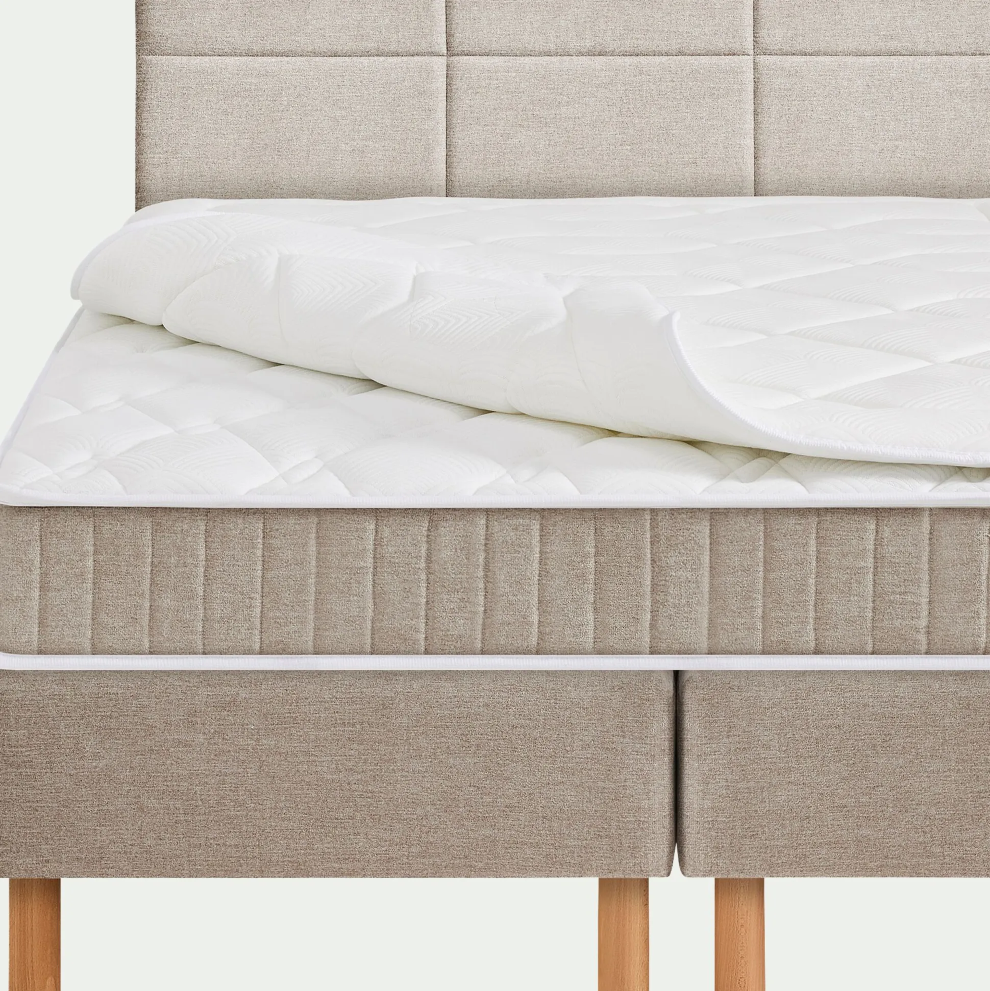 Ensemble matelas ressorts+sommier ferme Epeda H68cm 2x80x200cm - grège