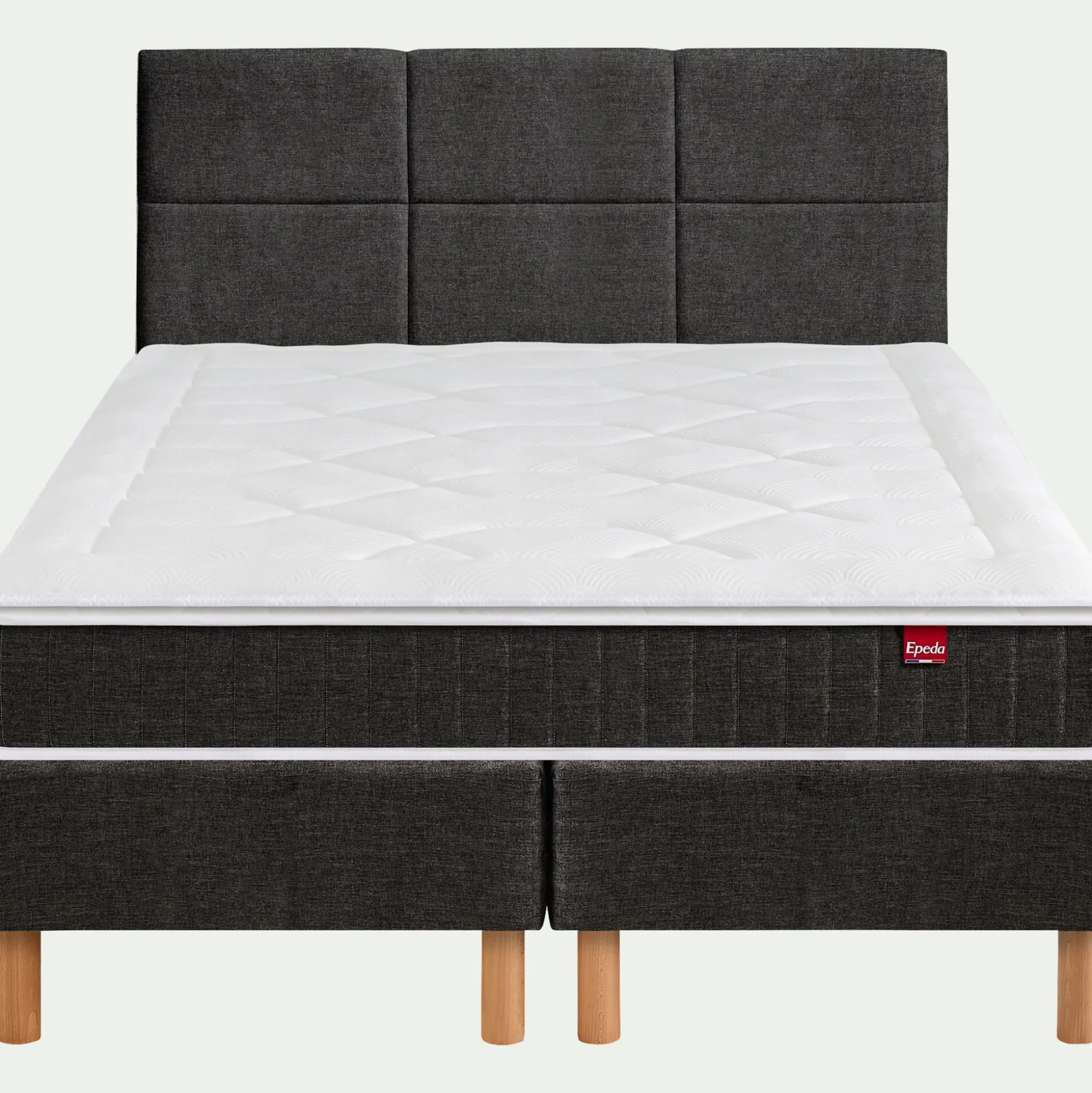Ensemble matelas ressorts+sommier ferme Epeda H68cm 2x80x200cm - gris