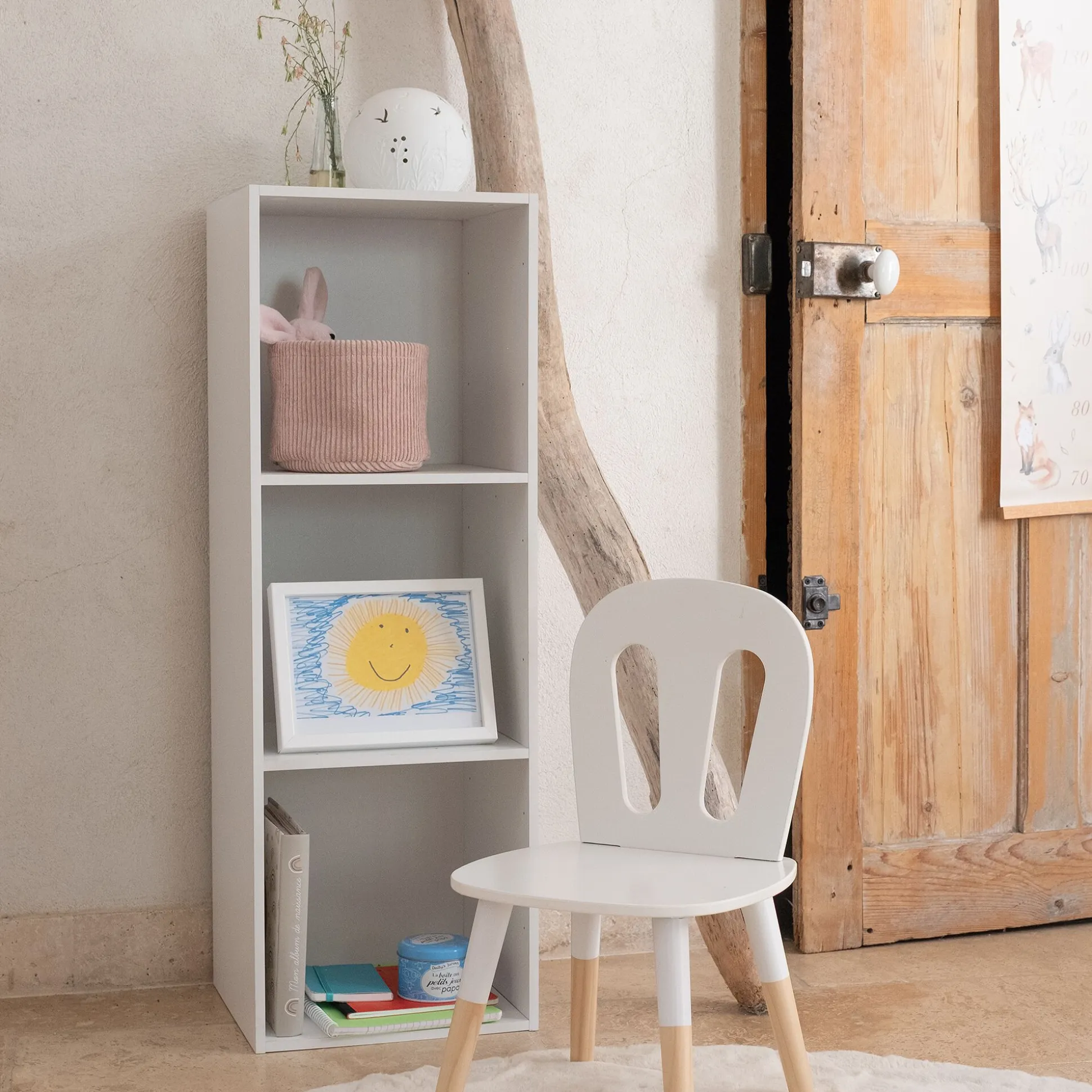 Etagère 3 cases en bois - blanc