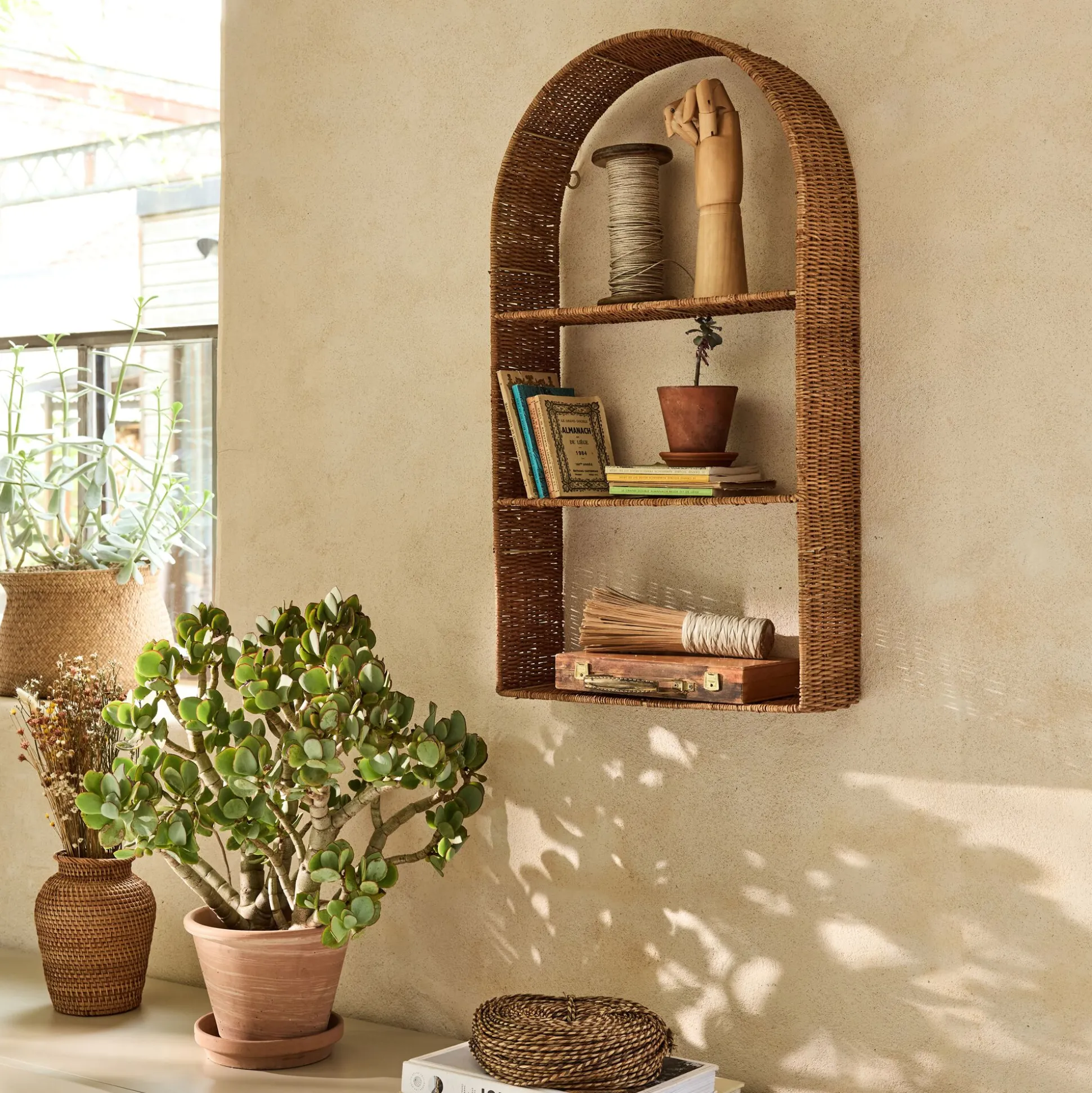 Etagère murale en rotin L40xH72cm - naturel