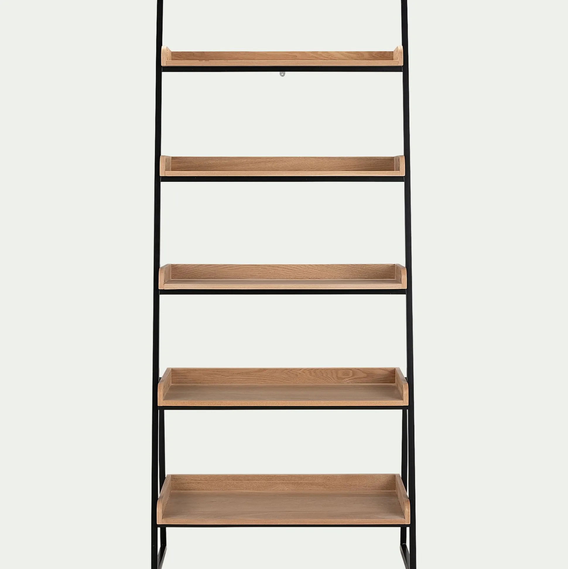 Etagère 5 tablettes plaquée frêne et métal noir - L80cm