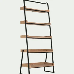 Etagère 5 tablettes plaquée frêne et métal noir - L80cm