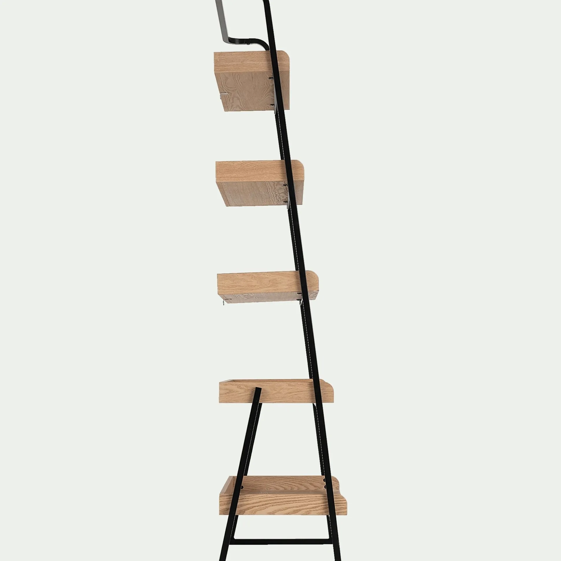 Etagère 5 tablettes plaquée frêne et métal noir - L80cm
