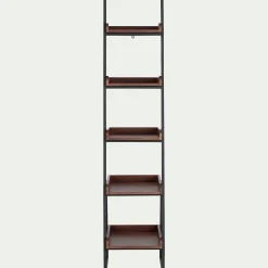 Etagère 5 tablettes plaquée noyer et métal noir L40cm - bois foncé