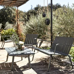 Fauteuil de jardin aluminium avec accoudoirs vert cèdre