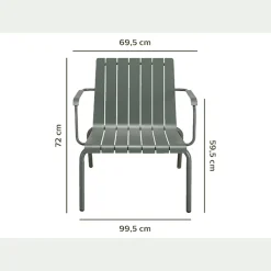 Fauteuil de jardin aluminium avec accoudoirs vert cèdre