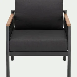 Fauteuil de jardin en aluminium et corde - noir