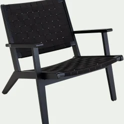 Fauteuil de jardin en bois d'eucalyptus et polyester - noir