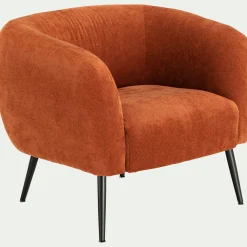 Fauteuil en tissu avec pieds en acier - brun rustrel