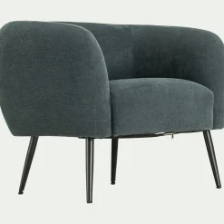 Fauteuil en tissu avec pieds en acier - bleu