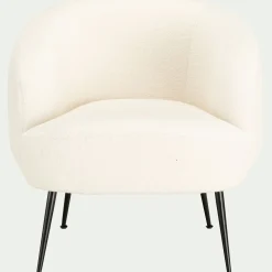 Fauteuil en tissu avec piétement en acier - blanc capelan