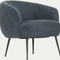 Fauteuil en tissu avec piétement en acier - bleu céou