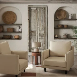 Fauteuil en tissu - beige roucas