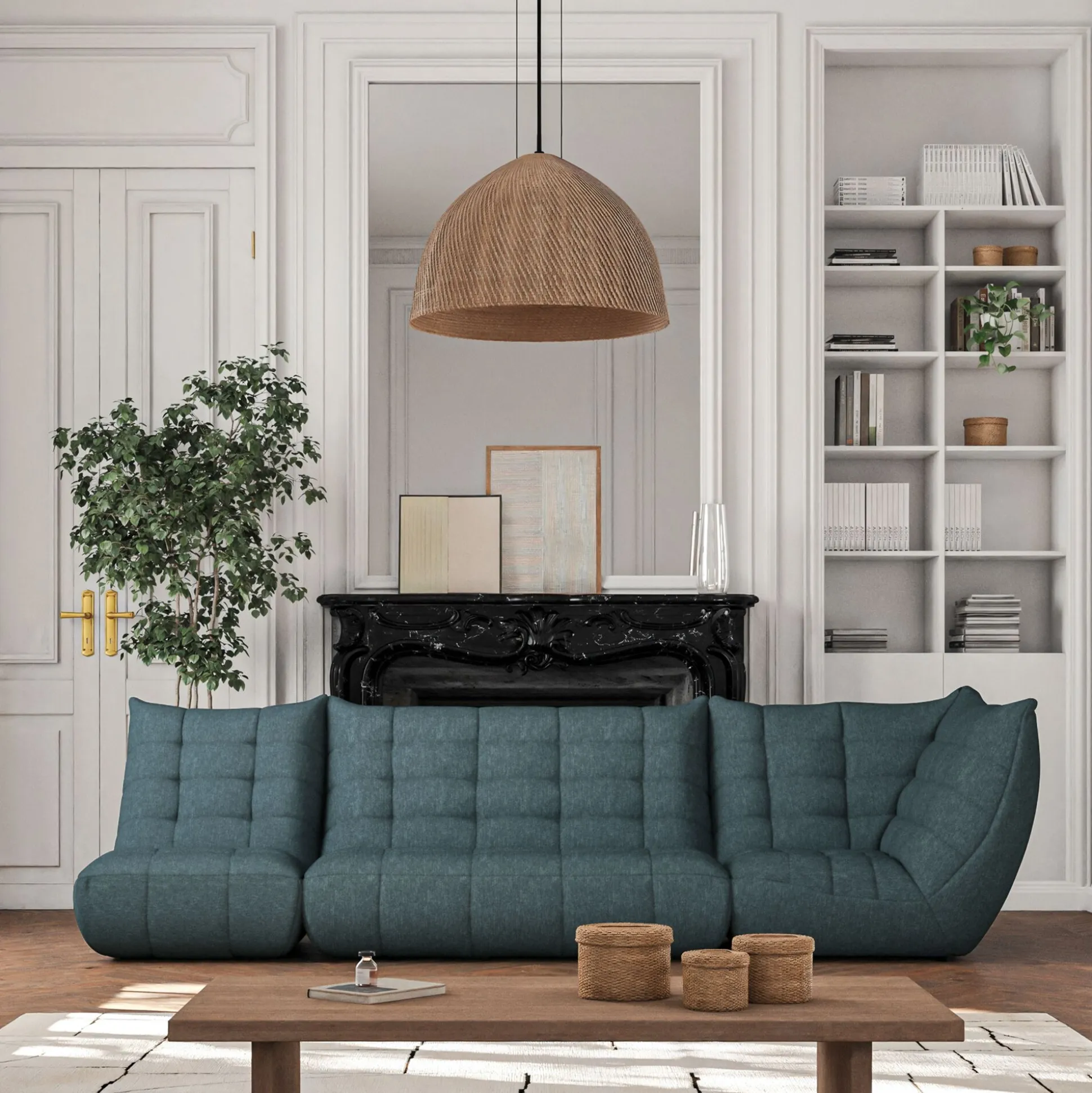 Fauteuil en tissu bouclette - bleu