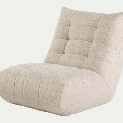 Fauteuil en tissu bouclette - blanc écru