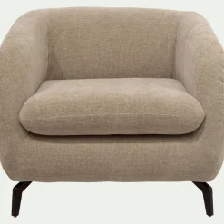 Fauteuil en tissu doux tramé - beige