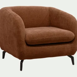 Fauteuil en tissu doux tramé - brun rustrel