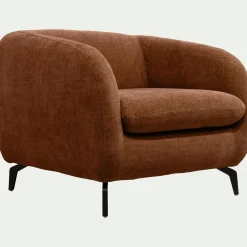 Fauteuil en tissu doux tramé - brun rustrel