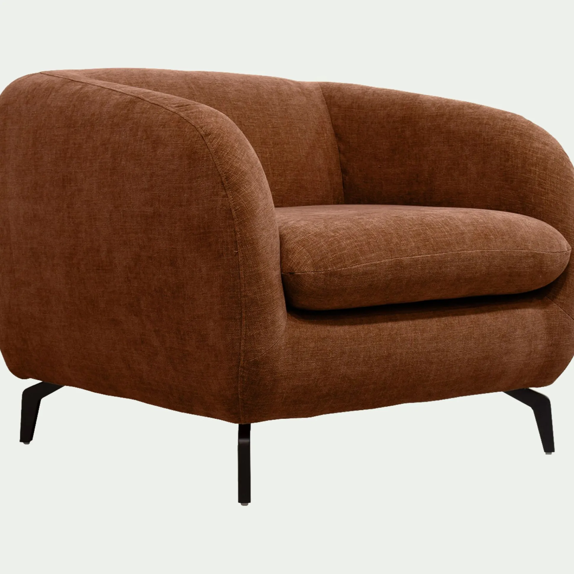 Fauteuil en tissu doux tramé - brun rustrel