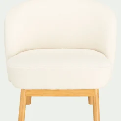 Fauteuil en tissu effet moutonné et piétement en hévéa - blanc capelan
