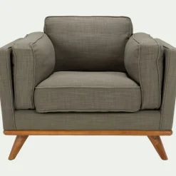 Fauteuil en tissu kaki cèdre