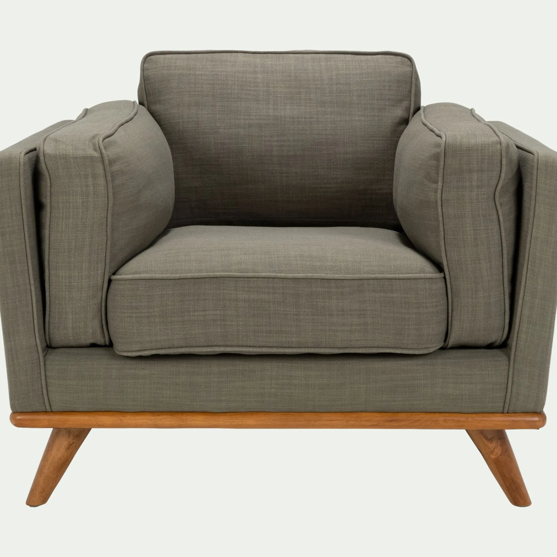 Fauteuil en tissu kaki cèdre