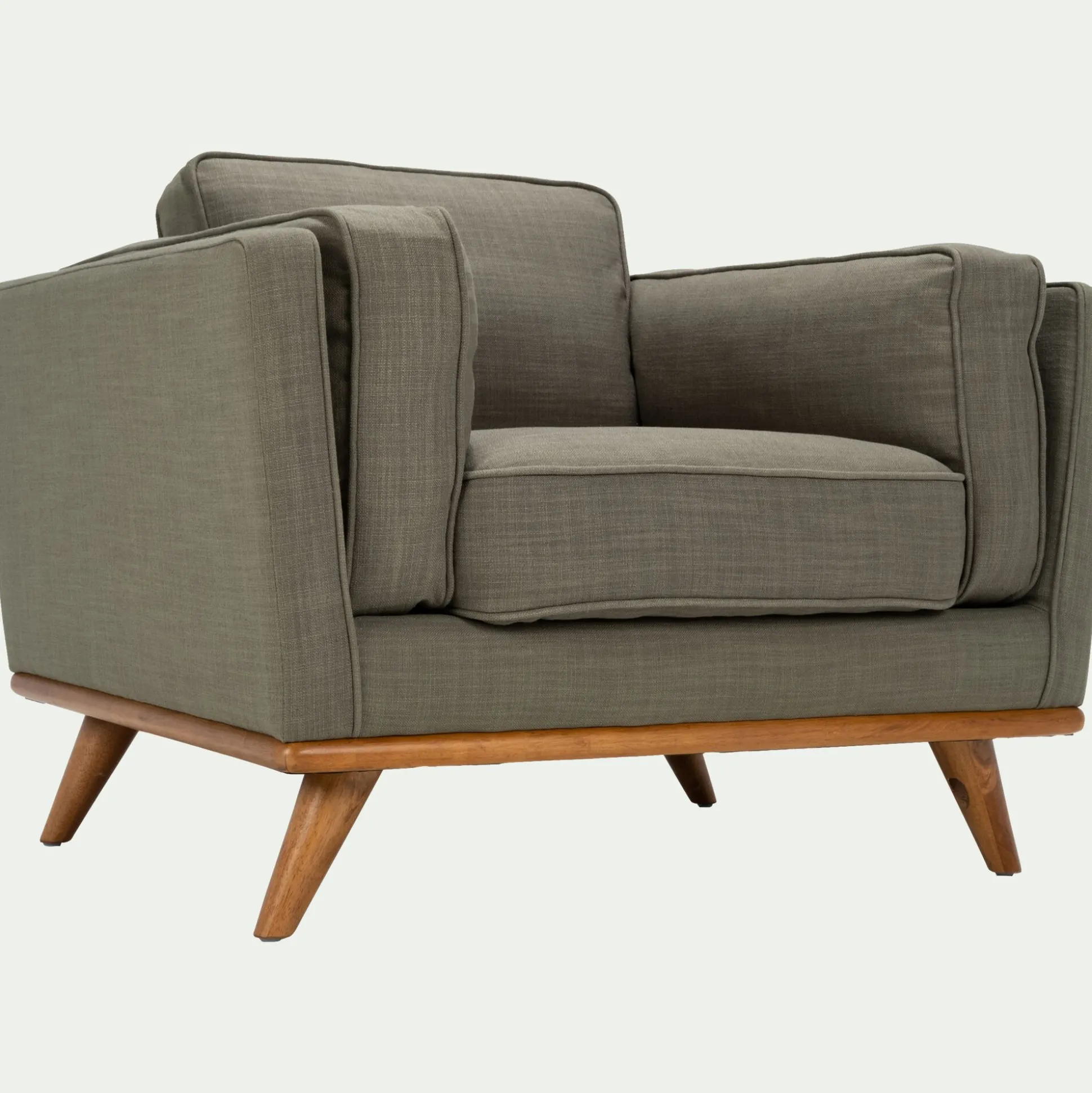 Fauteuil en tissu kaki cèdre