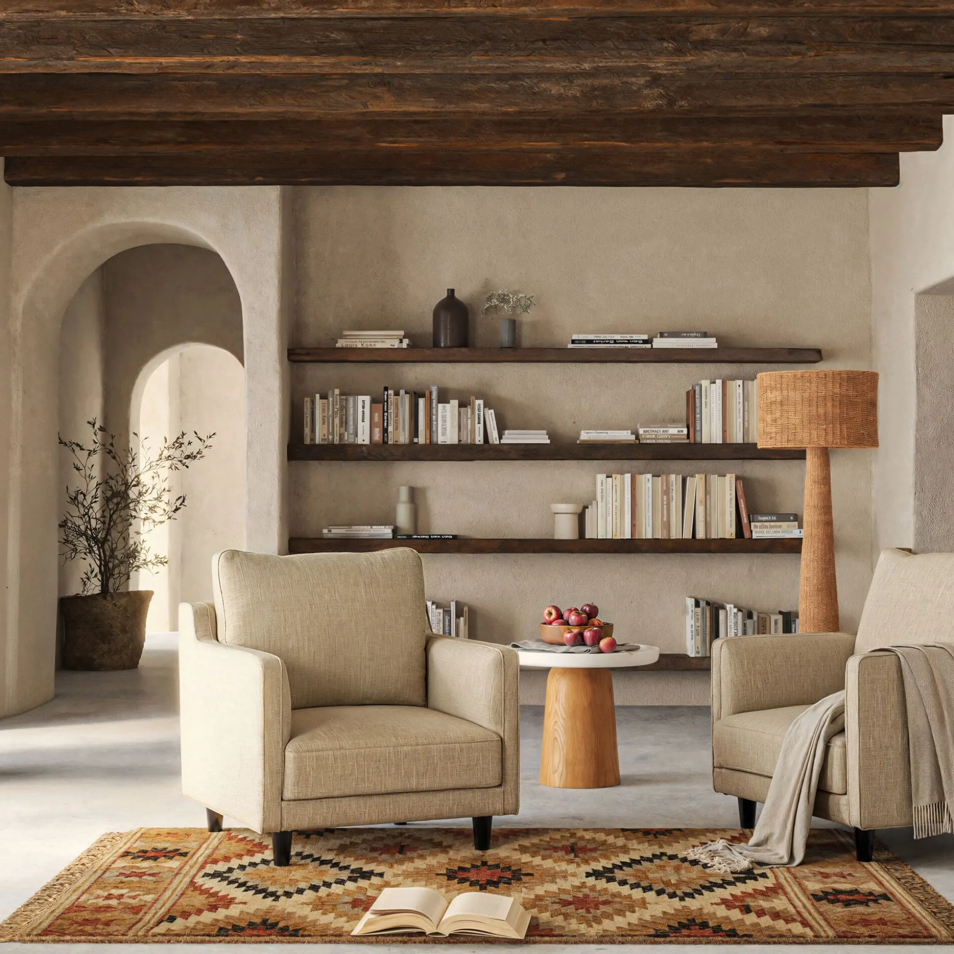 Fauteuil en tissu mixte - beige alpilles
